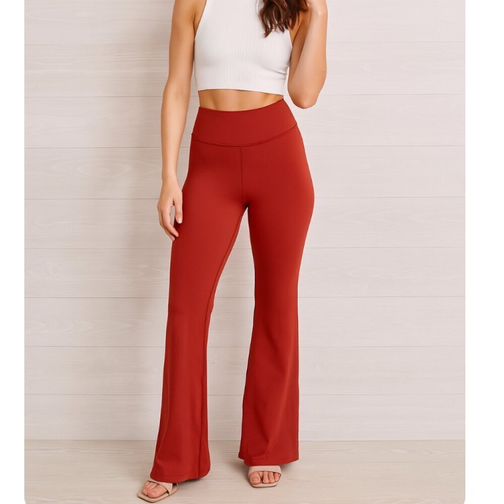 Lands' End Women's Red Flare Pants with High-Rise Waistband size small 6-8